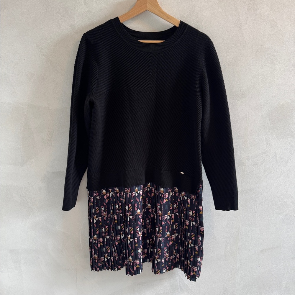 Ted Baker - Drop Waist Knit Sweater Dress with Patterned Pleated Skirt - Size 10